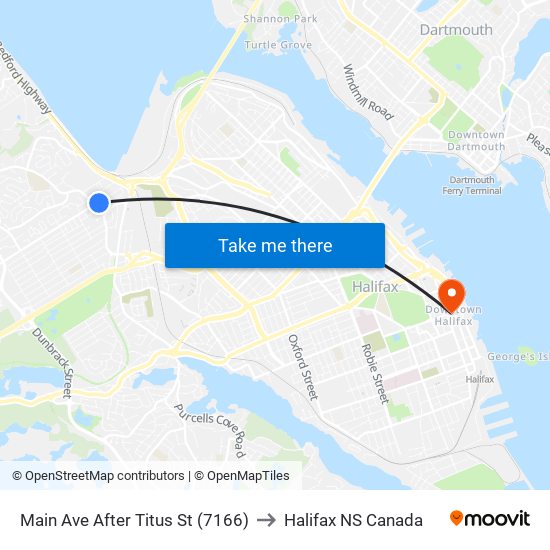 Main Ave After Titus St (7166) to Halifax NS Canada map