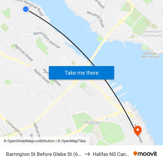 Barrington St Before Glebe St (6099) to Halifax NS Canada map