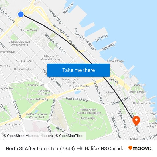 North St After Lorne Terr (7348) to Halifax NS Canada map