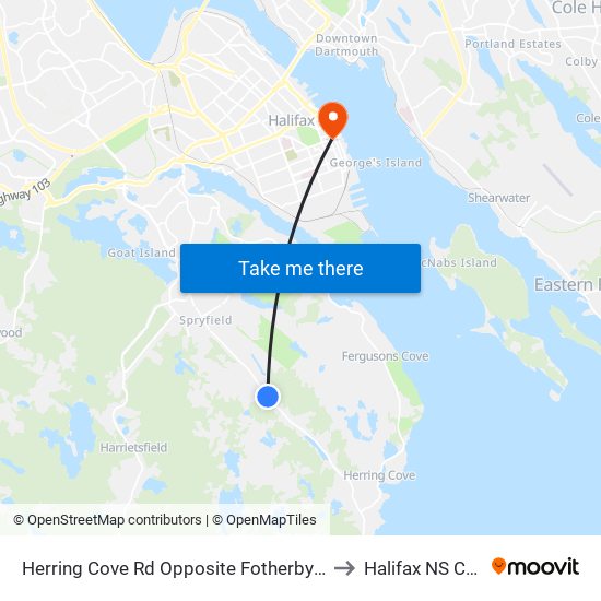 Herring Cove Rd Opposite Fotherby Ave (6847) to Halifax NS Canada map