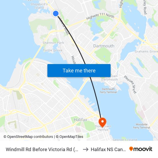 Windmill Rd Before Victoria Rd (8530) to Halifax NS Canada map