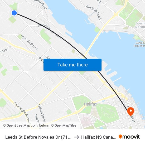 Leeds St Before Novalea Dr (7130) to Halifax NS Canada map