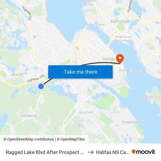Ragged Lake Blvd After Prospect Rd (8807) to Halifax NS Canada map