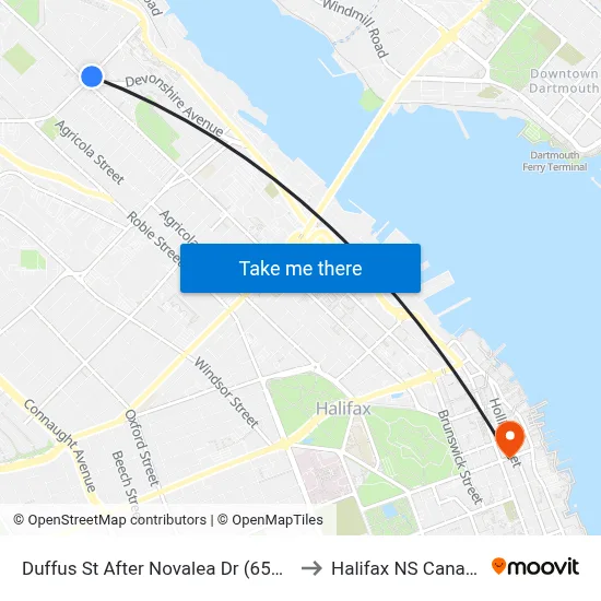 Duffus St After Novalea Dr (6582) to Halifax NS Canada map