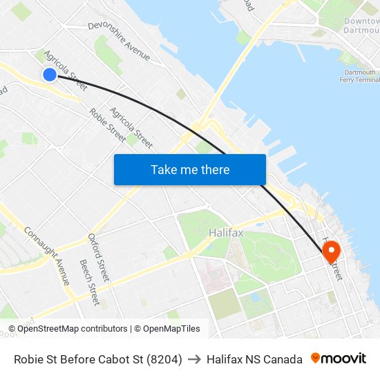 Robie St Before Cabot St (8204) to Halifax NS Canada map