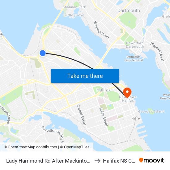 Lady Hammond Rd After Mackintosh St (7093) to Halifax NS Canada map