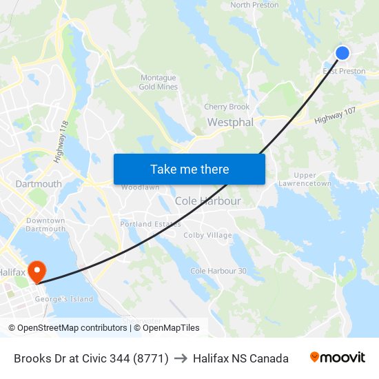 Brooks Dr at Civic 344 (8771) to Halifax NS Canada map