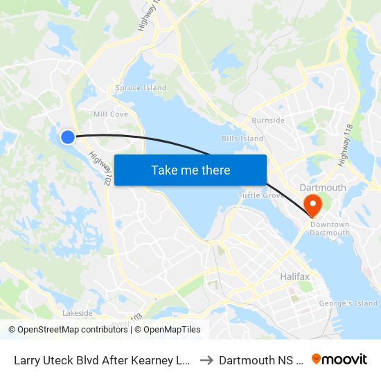 Larry Uteck Blvd After Kearney Lake Rd (6298) to Dartmouth NS Canada map