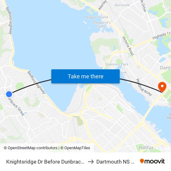 Knightsridge Dr Before Dunbrack St (2014) to Dartmouth NS Canada map