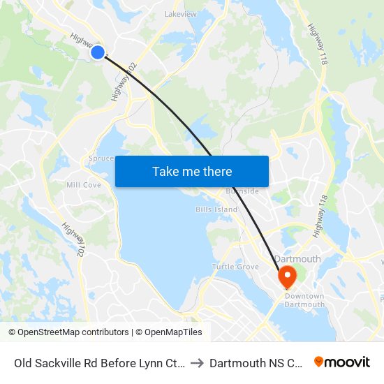 Old Sackville Rd Before Lynn Ct (2037) to Dartmouth NS Canada map