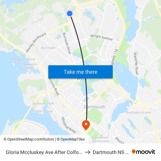 Gloria Mccluskey Ave After Colford Ave (2109) to Dartmouth NS Canada map