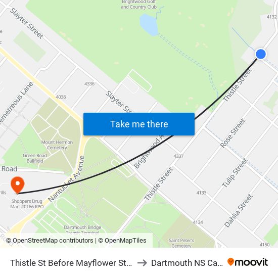 Thistle St Before Mayflower St (8388) to Dartmouth NS Canada map