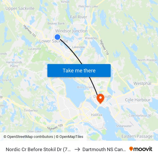 Nordic Cr Before Stokil Dr (7340) to Dartmouth NS Canada map