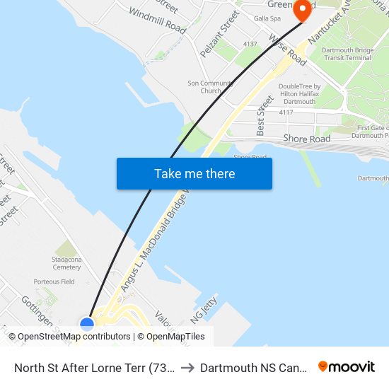 North St After Lorne Terr (7348) to Dartmouth NS Canada map