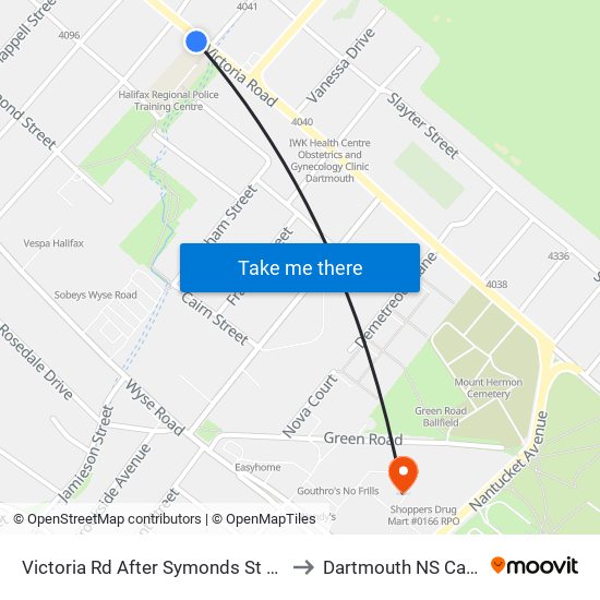 Victoria Rd After Symonds St (8425) to Dartmouth NS Canada map