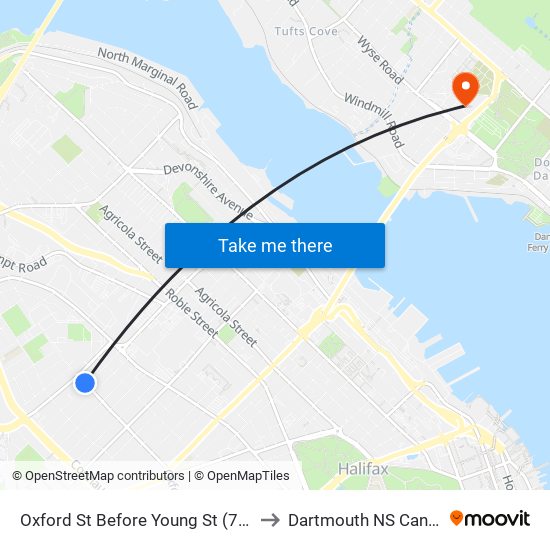 Oxford St Before Young St (7423) to Dartmouth NS Canada map