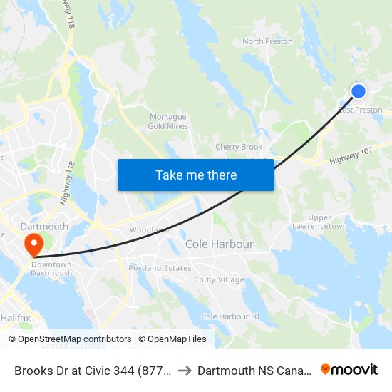 Brooks Dr at Civic 344 (8771) to Dartmouth NS Canada map
