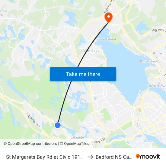 St Margarets Bay Rd at Civic 1917 (2330) to Bedford NS Canada map