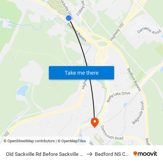 Old Sackville Rd Before Sackville Dr (2053) to Bedford NS Canada map