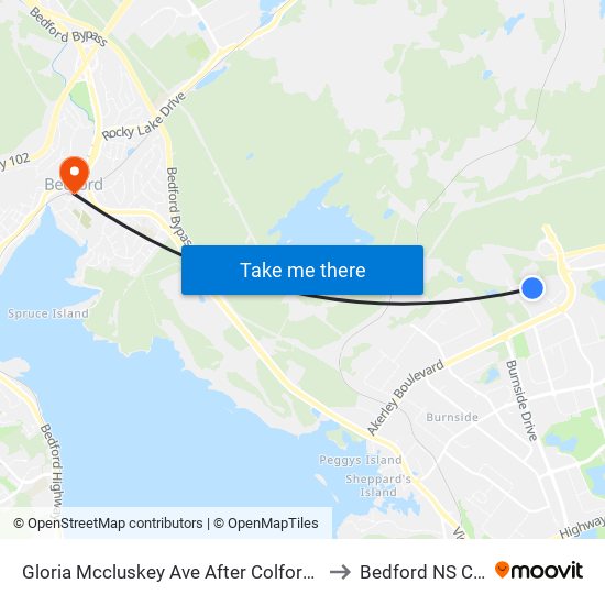 Gloria Mccluskey Ave After Colford Ave (2109) to Bedford NS Canada map