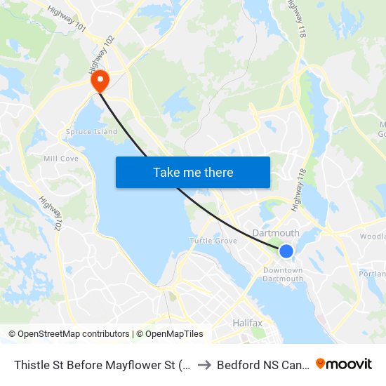 Thistle St Before Mayflower St (8388) to Bedford NS Canada map
