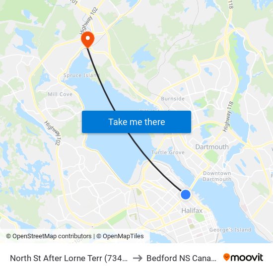 North St After Lorne Terr (7348) to Bedford NS Canada map