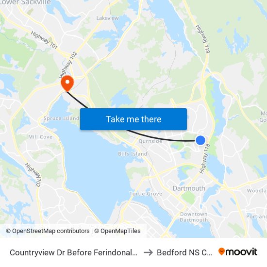 Countryview Dr Before Ferindonald Cl (8654) to Bedford NS Canada map