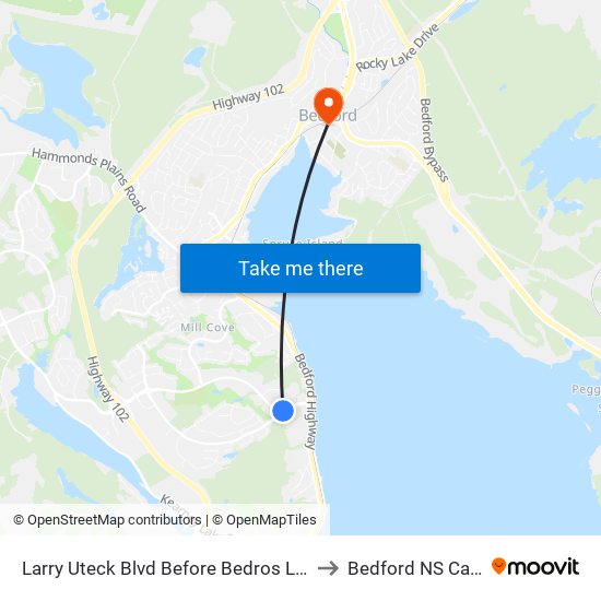 Larry Uteck Blvd Before Bedros Ln (7125) to Bedford NS Canada map