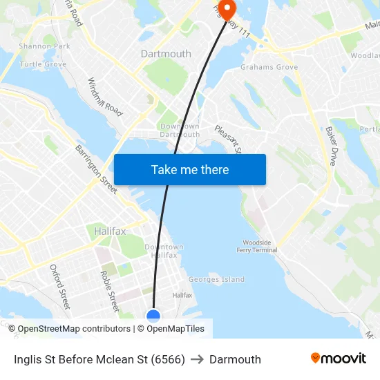 Inglis St Before Mclean St (6566) to Darmouth map