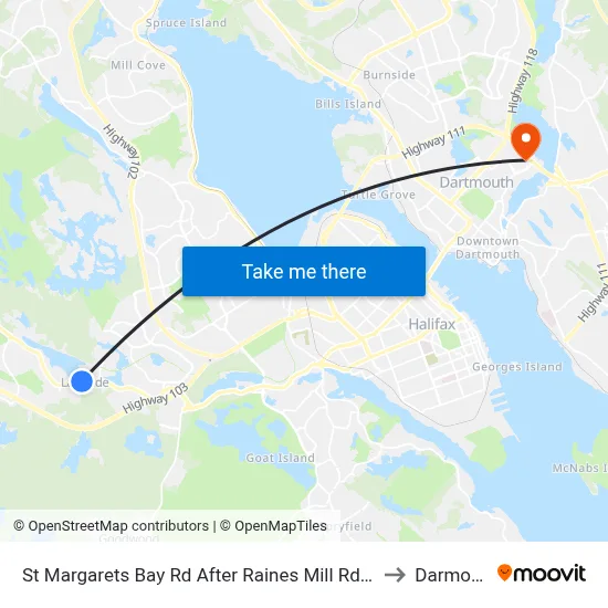 St Margarets Bay Rd After Raines Mill Rd (2328) to Darmouth map