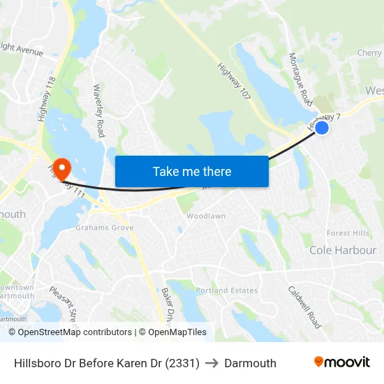Hillsboro Dr Before Karen Dr (2331) to Darmouth map