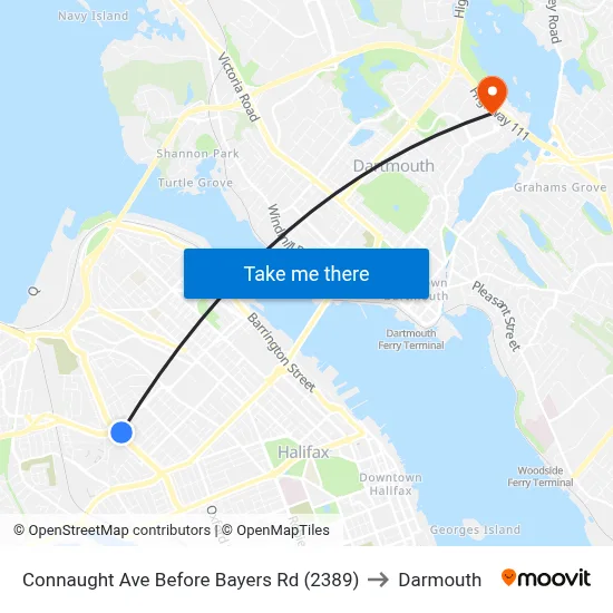 Connaught Ave Before Bayers Rd (2389) to Darmouth map