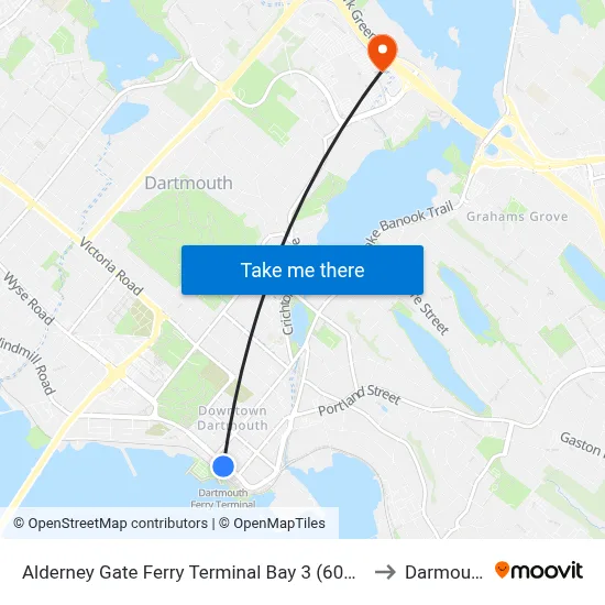 Alderney Gate Ferry Terminal Bay 3 (6064) to Darmouth map