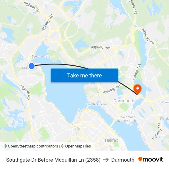 Southgate Dr Before Mcquillan Ln (2358) to Darmouth map
