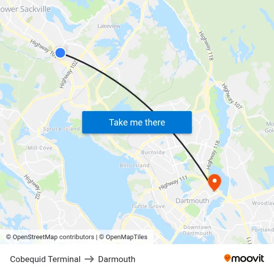 Cobequid Terminal to Darmouth map