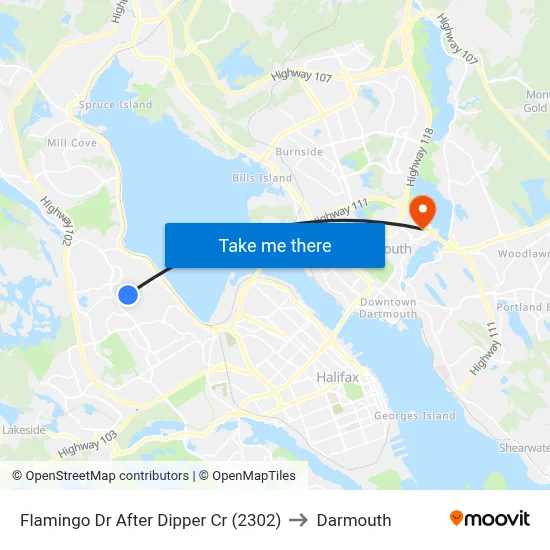 Flamingo Dr After Dipper Cr (2302) to Darmouth map