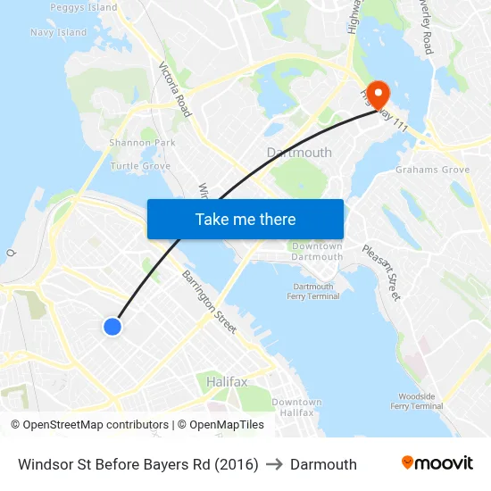 Windsor St Before Bayers Rd (2016) to Darmouth map