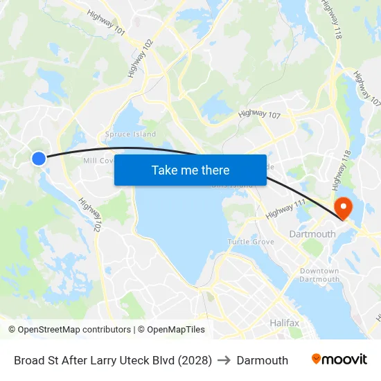 Broad St After Larry Uteck Blvd (2028) to Darmouth map