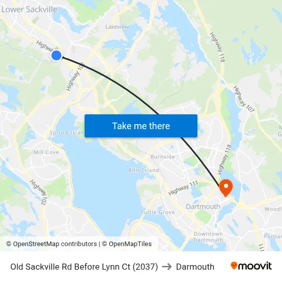 Old Sackville Rd Before Lynn Ct (2037) to Darmouth map