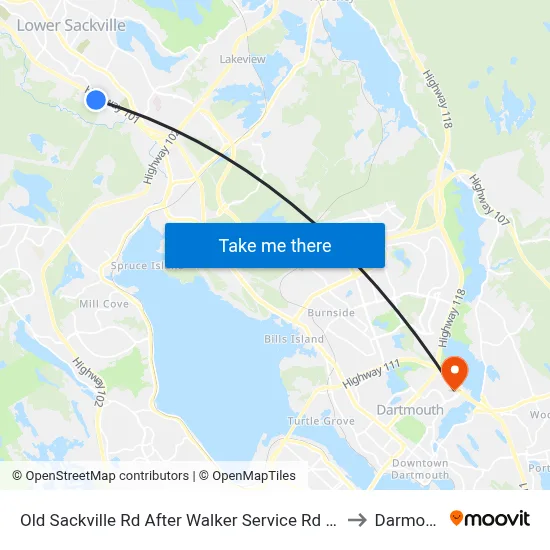 Old Sackville Rd After Walker Service Rd (2039) to Darmouth map