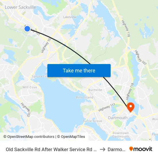 Old Sackville Rd After Walker Service Rd (2050) to Darmouth map