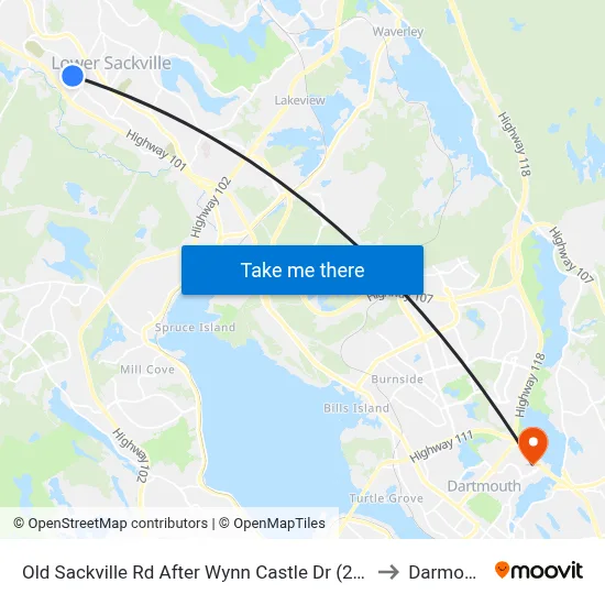Old Sackville Rd After Wynn Castle Dr (2055) to Darmouth map