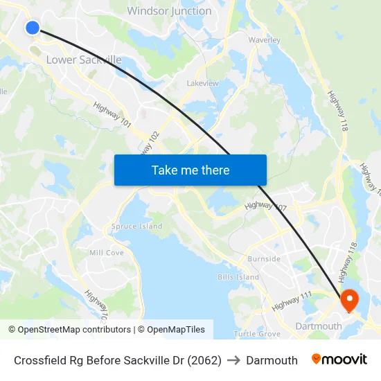 Crossfield Rg Before Sackville Dr (2062) to Darmouth map