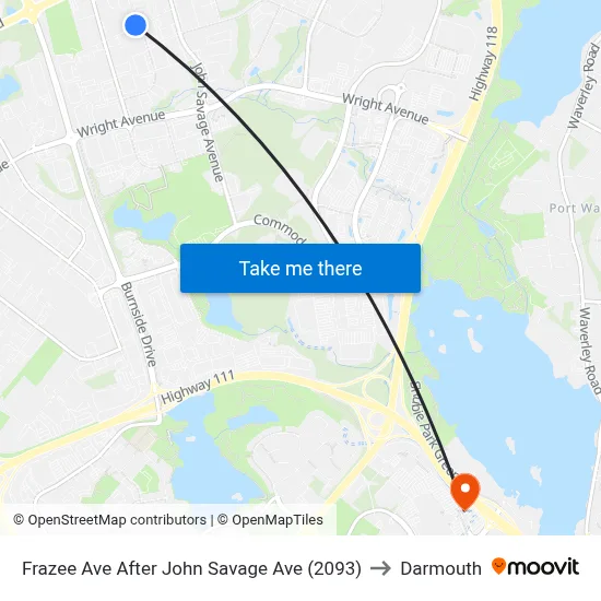 Frazee Ave After John Savage Ave (2093) to Darmouth map
