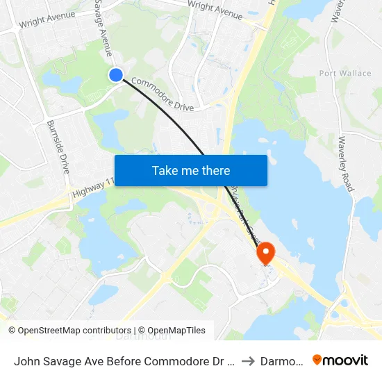 John Savage Ave Before Commodore Dr (2100) to Darmouth map
