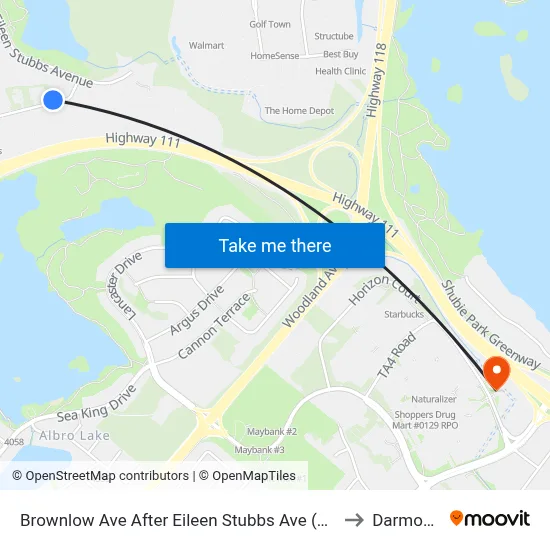 Brownlow Ave After Eileen Stubbs Ave (2104) to Darmouth map