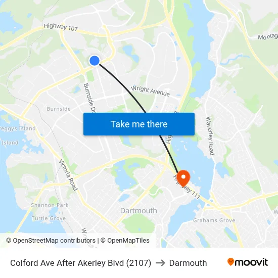 Colford Ave After Akerley Blvd (2107) to Darmouth map