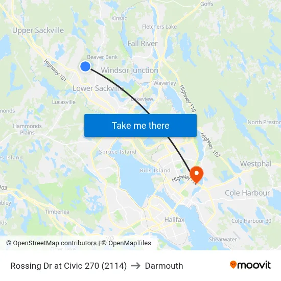 Rossing Dr at Civic 270 (2114) to Darmouth map