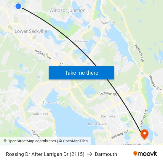 Rossing Dr After Larrigan Dr (2115) to Darmouth map