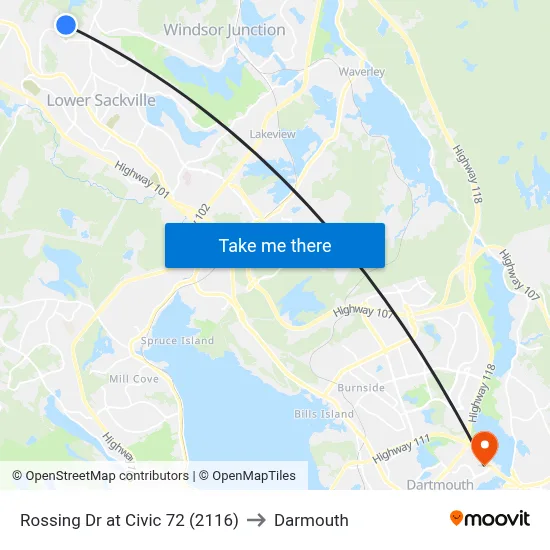 Rossing Dr at Civic 72 (2116) to Darmouth map